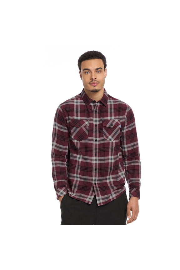 Men's Plaid Button-Up Flannel Shirt Color: Matador Size: S