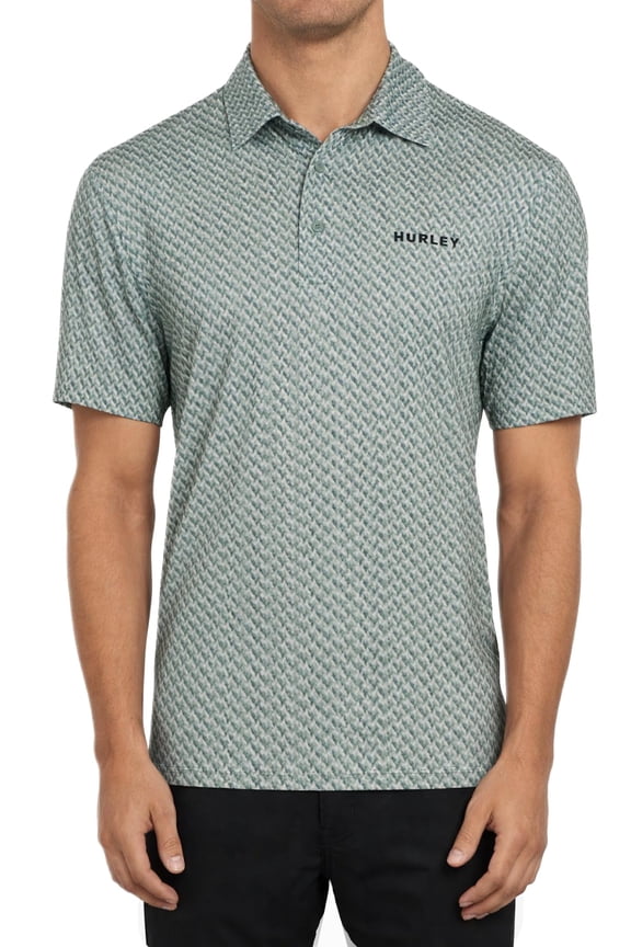 Men's Quick Dry UPF 50+ Short Sleeve Printed Polo Shirt (US, Alpha, Large, Regular, Regular, Green)