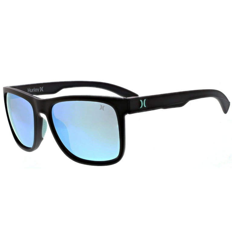 Hurley Men's Rx'able Sport Polarized Sunglasses, HSM3007P Peak, Matte  Black/Blue, 56-17-135, with Case 