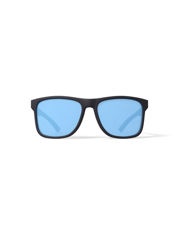 Men's Rx'able Sport Polarized Sunglasses, HSM3007P Peak, Matte Black/Blue, 56-17-135, with Case