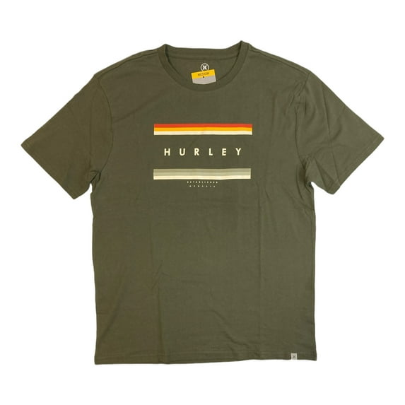 Hurley Men's Short Sleeve Classic Crew Neck Graphic T-Shirt (Cargo Khaki, XXXL)
