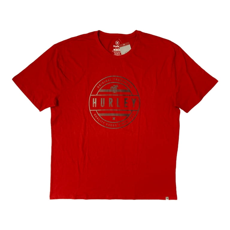 Hurley Men's Short Sleeve Classic Crew Neck Graphic T-Shirt (Red