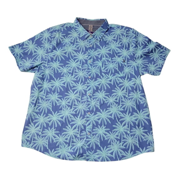 Hurley Men's Short Sleeve Sunglasses Holder Pocket Soft Stretch Woven Patio Shirt (Beyond Blue, XL)