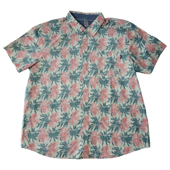 Hurley Men's Short Sleeve Sunglasses Holder Pocket Soft Stretch Woven Patio Shirt (Bone, XXXL)