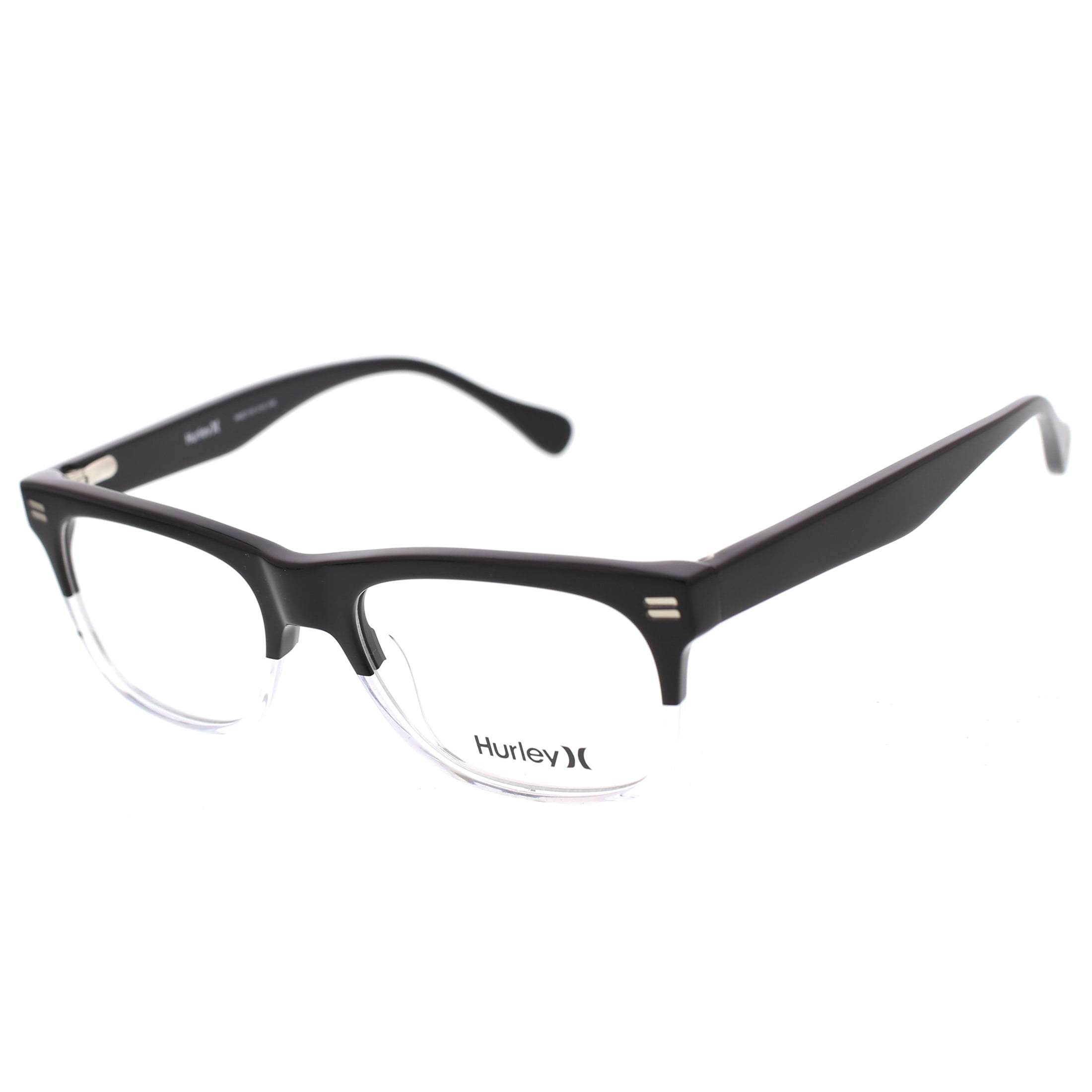 Hurley Men's Square Eyeglasses, Hmo119 West Coast, Black/Crystal, 54-18-145, with Case