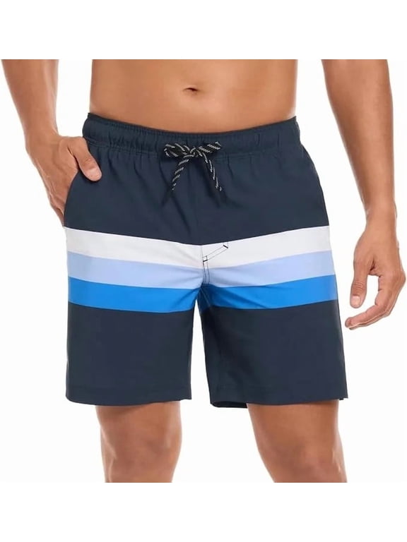 Men's Swim Shorts blue stripes, small