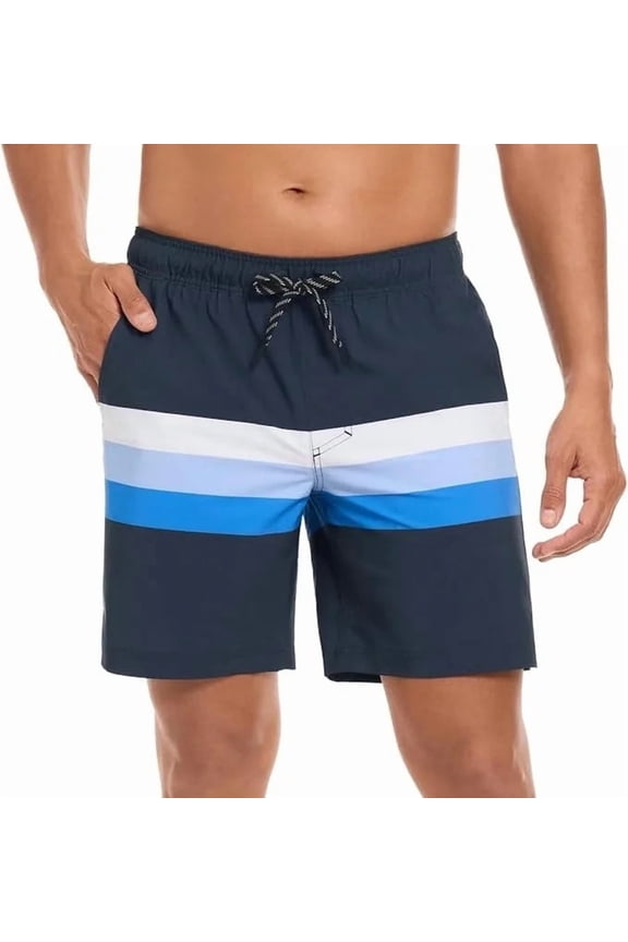 Men's Swim Shorts blue stripes, small