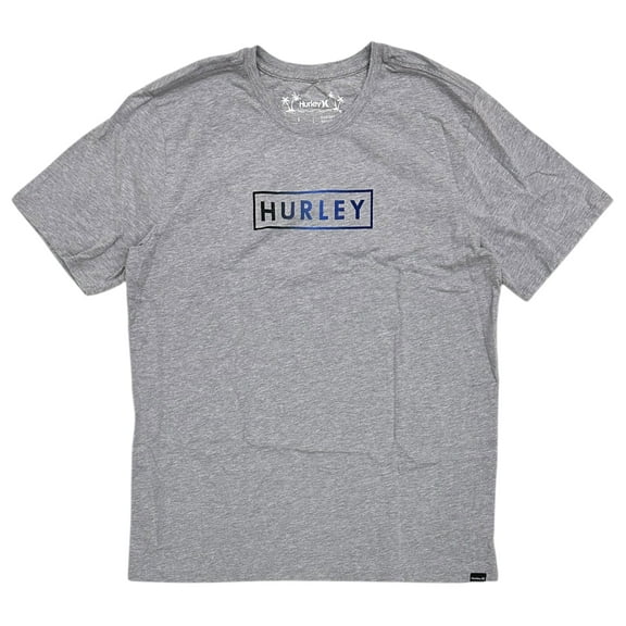 Hurley Men's T-Shirt Everyday Boxed Gradient Short Sleeve Crewneck Tee (Large, Heather Grey)
