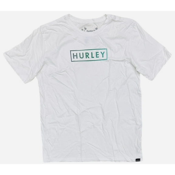 Hurley Men's T-Shirt Everyday Boxed Gradient Short Sleeve Crewneck Tee (Medium, White)