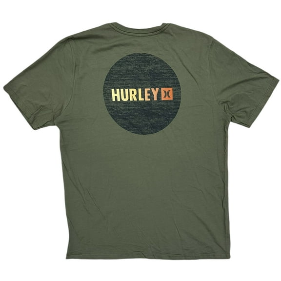 Hurley Men's T-Shirt Everyday Circle Logo Short Sleeve Crewneck Tee (Large, Olive)