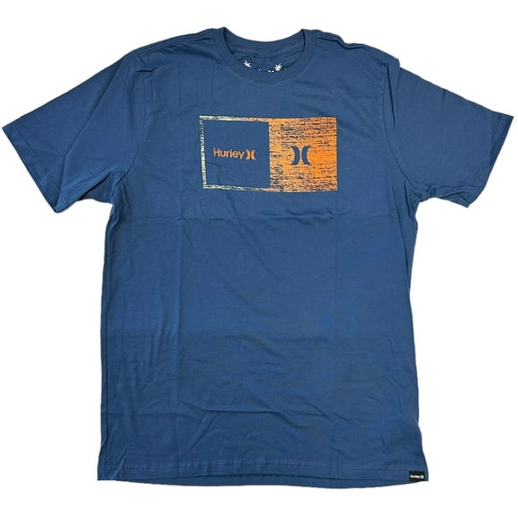 Hurley Men's T-Shirt Everyday Halfer Gradient Short Sleeve Crewneck Tee (Small, Blue)