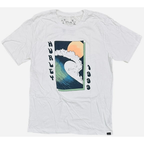 Hurley Men's T-Shirt Everyday Mavericks Short Sleeve Crewneck Tee (Large, White)