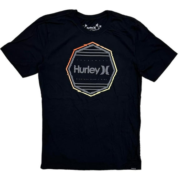 Hurley Men's T-Shirt Everyday Washed Corp Glitch Graphic Short Sleeve Tee (X-Large, Black)