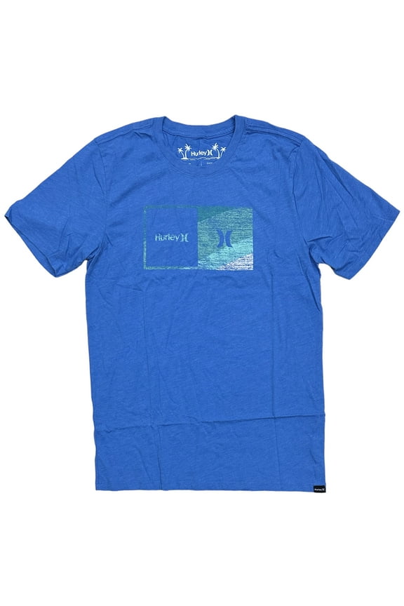 Men's T-Shirt Everyday Washed Halfer Gradient Graphic Short Sleeve Tee (Small, Blue Heather)