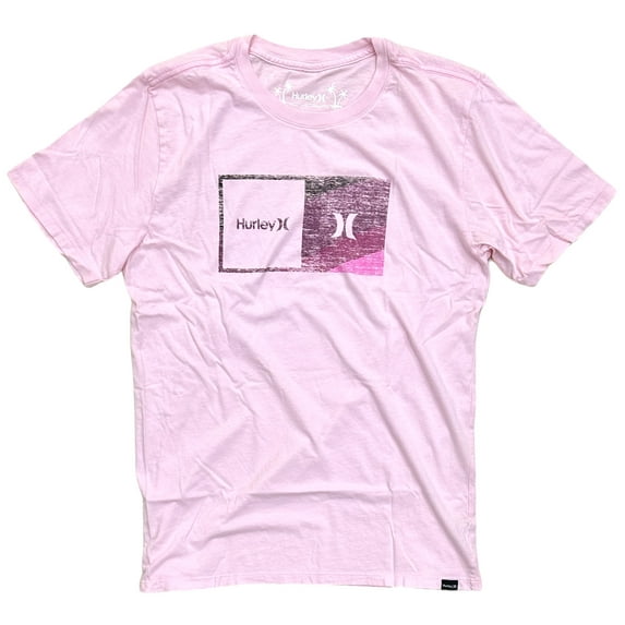 Hurley Men's T-Shirt Everyday Washed Halfer Gradient Graphic Short Sleeve Tee (Small, Pink)