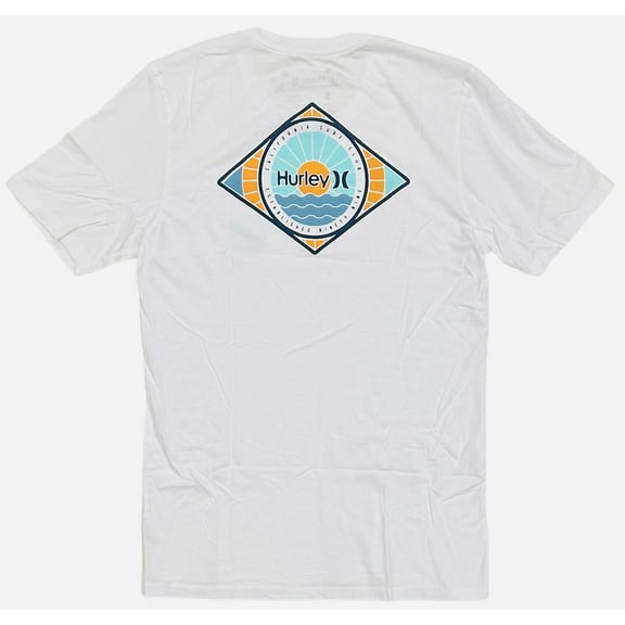 Hurley Men's T-Shirt Everyday Washed Out To Sea Graphic Short Sleeve Tee (Medium, White)