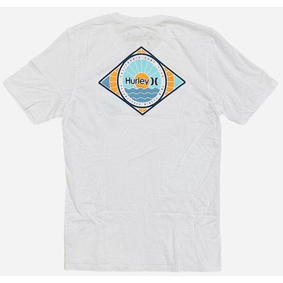 Hurley Men's T-Shirt Everyday Washed Out To Sea Graphic Short Sleeve Tee (X-Large, White)