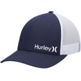 thumbnail image 1 of Hurley Men's Trucker Hat Corp Staple Embroidered Logo Mesh Snapback Cap (Navy), 1 of 4