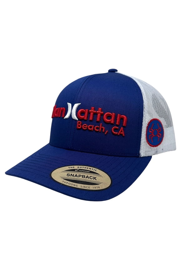 Men's Trucker Hat Manhattan Beach California Embroidered Snapback Cap