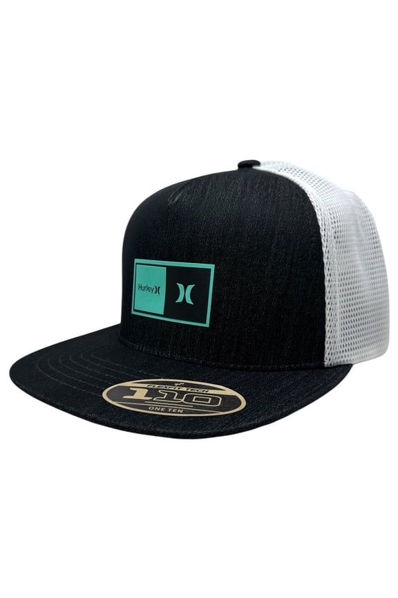 Men's Trucker Hat Natural 2.0 Mesh Snapback Cap (Black Denim/White)