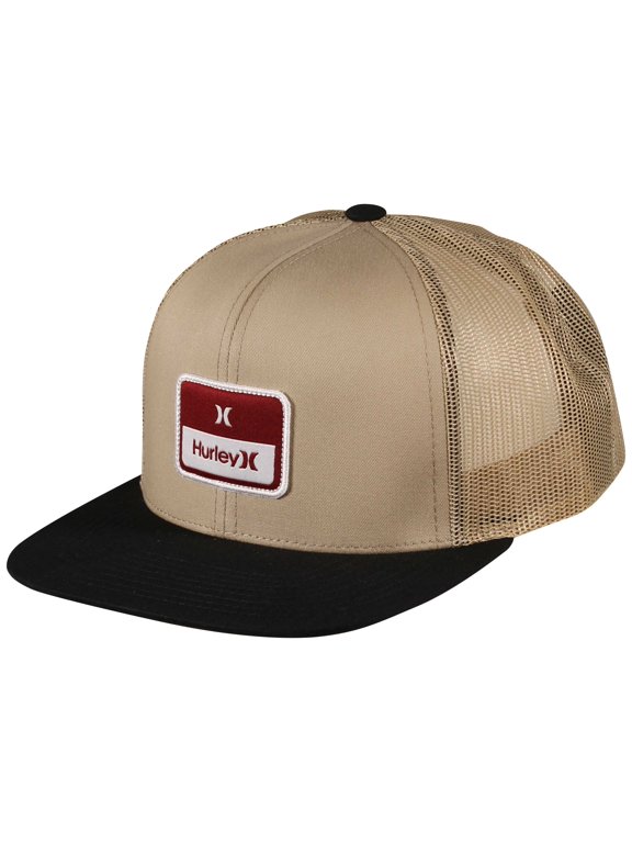 Men's Trucker Hat Stacked Flat Bill Mesh Snapback Cap (Khaki)