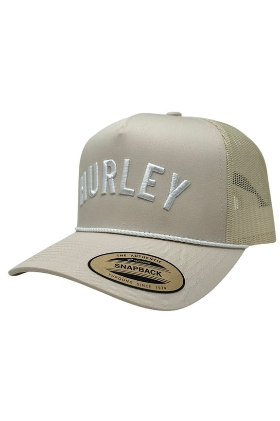 Men's Trucker Hat Surf Crest Embroidered Mesh Snapback Cap (Beige)