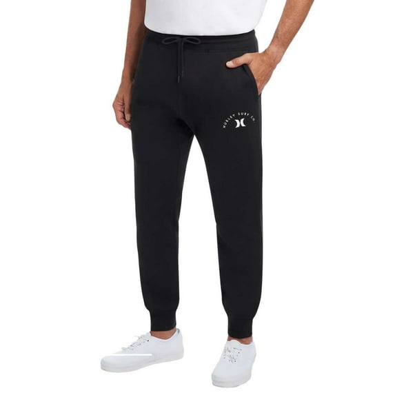 Hurley Men’s Ultra Soft Cotton Blend Fleece Casual Active Pants Joggers-Black / XXL