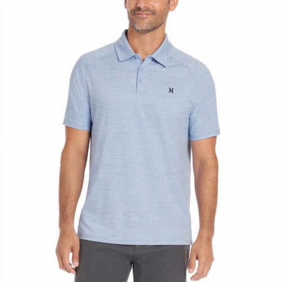 Hurley Men's Ultra Soft Stretch Moisture Wicking Performance Polo Shirt (Light Blue, Large)