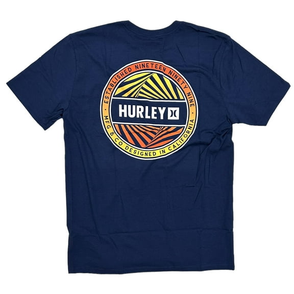Hurley Men's Vortex Graphic Logo Short Sleeve Tee T-Shirt (Large, Navy)