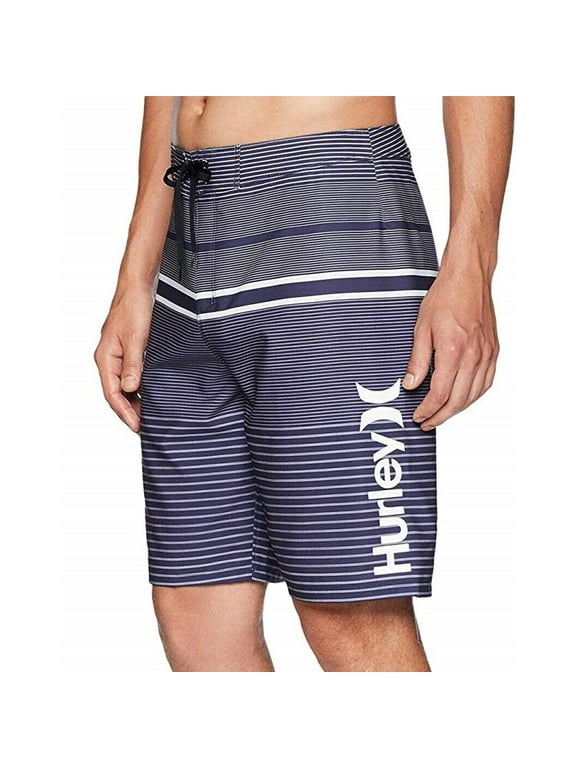 Men's Wailer Striped 21" Boardshorts Swim Trunks in Midnight Navy (32, Midnight Navy)