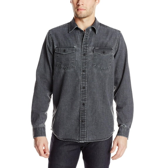Hurley Men's Burn Woven Long Sleeve Button Down Shirt Black