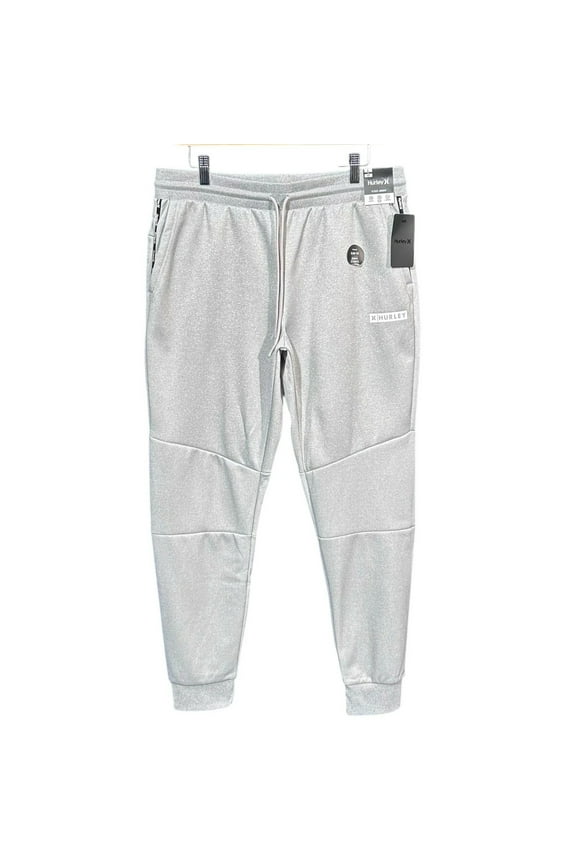 Mens Fleece Jogger Pants XL (36X31") Gray Slim Fit Stretch Knit Reflectiv
