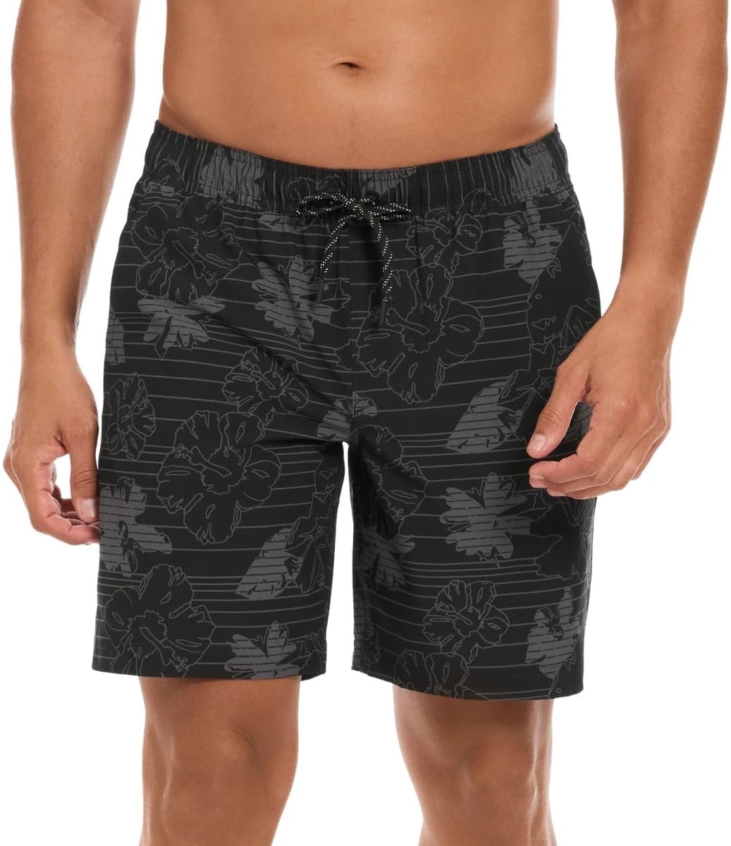 Hurley Mens Lightweight Volley Swim Short Trunk (US, Alpha, Large, Regular, Regular, Black Hibiscus)