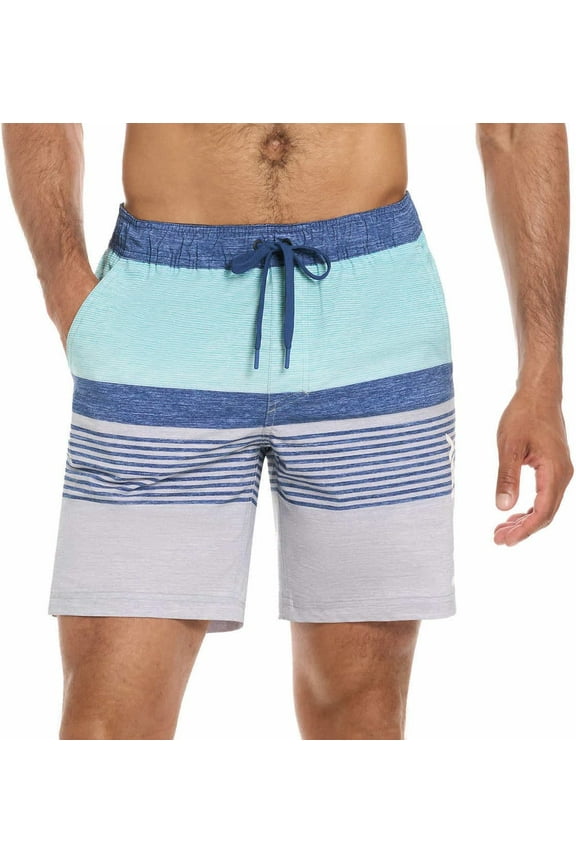 Mens Lightweight Volley Swim Short Trunk (US, Alpha, XX-Large, Regular, Regular, Navy Stripe)