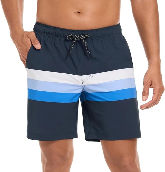 Hurley Mens Swim Short (Dark Blue Stripes, X-Large)
