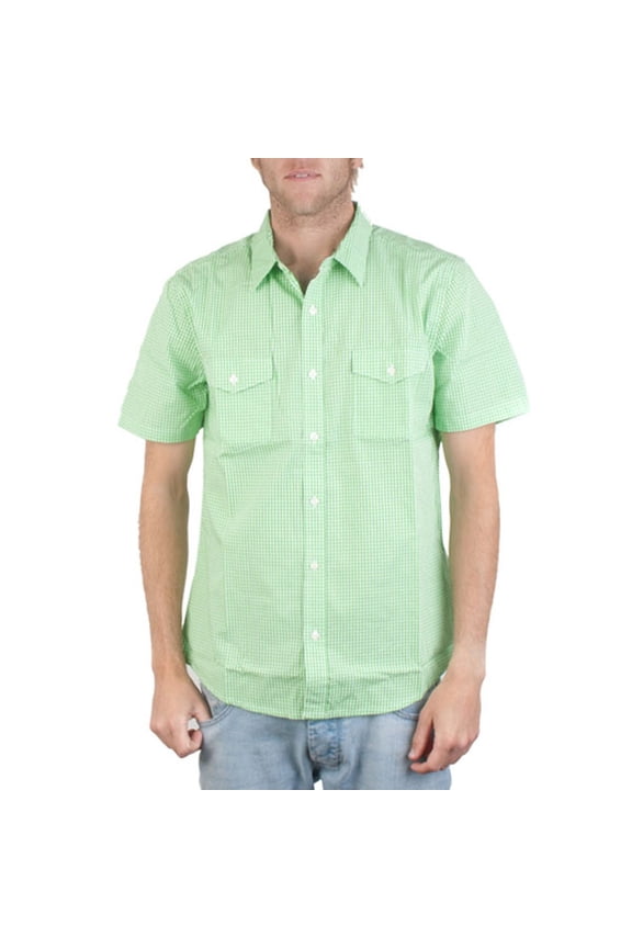 - Solution Green Adult Button Down T-Shirt - Small