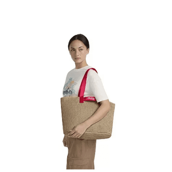 Hurley Women’s Large Straw Beach Tote Bag Summer Shopper Hot Pink strap