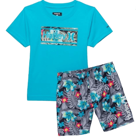 セットFCRB Hurley RASH GUARD、 SWIM SHORTS Hurley Boys' Long Sleeve UPF 50+ Rash Guard Swim Shirt