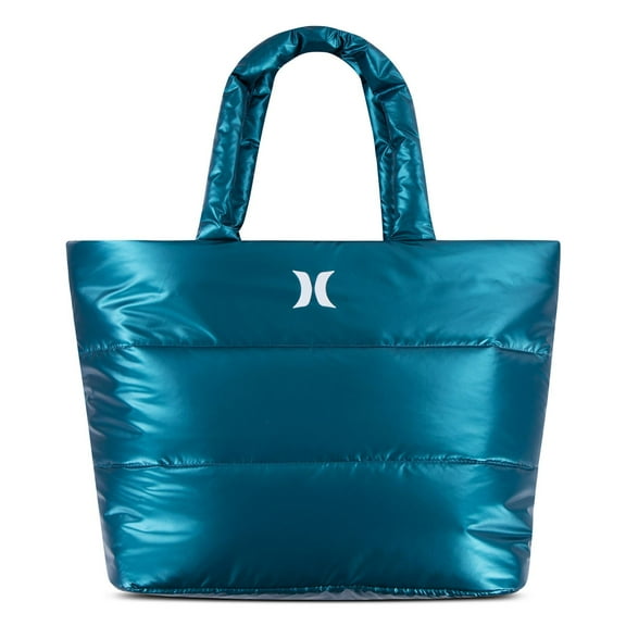Hurley Water Resistant Metallic Puffer Tote Color: Metallic Aquamarine Size: N/A