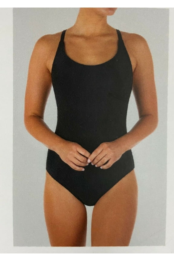 Women's Cross Back One Piece Swimsuit (Black, XL)