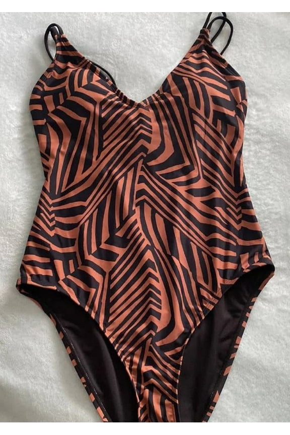 Women's One Piece UPF 50+ Swimsuit (Brown, XXL)