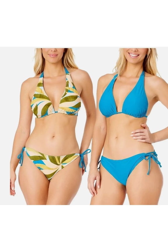 Women's Reversible Bikini 2-piece Set Swimwear Multi-Teal, Size M