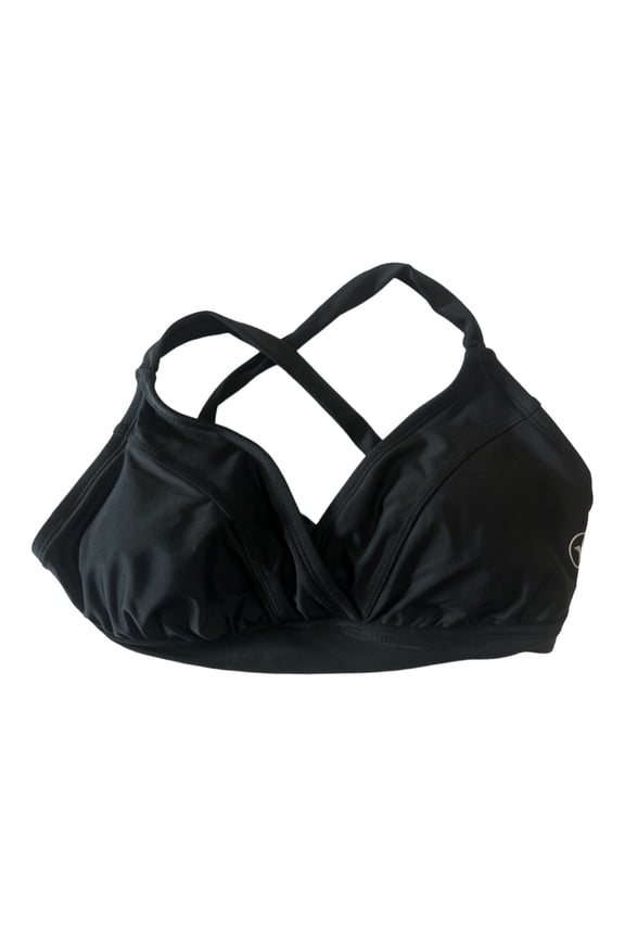 Women's UPF 50+ Crossback Soft Strap Lined Bikini Top (Black, M)