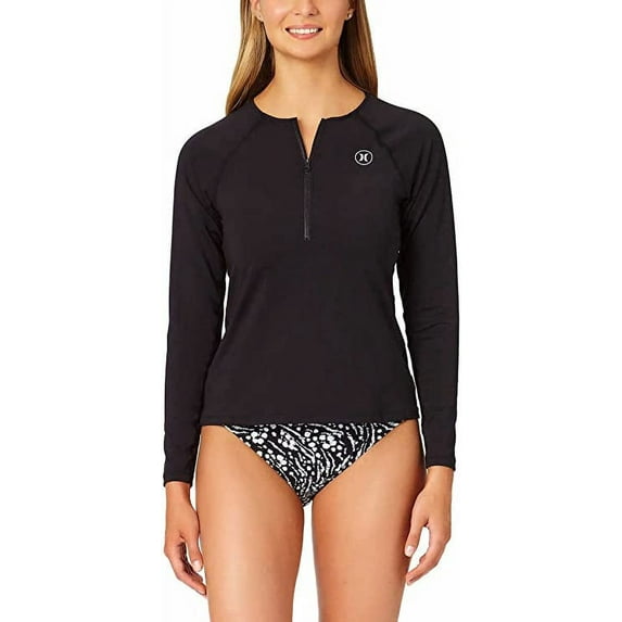 Hurley Women's UPF 50+ Long Sleeve Rashguard (Black, Small)