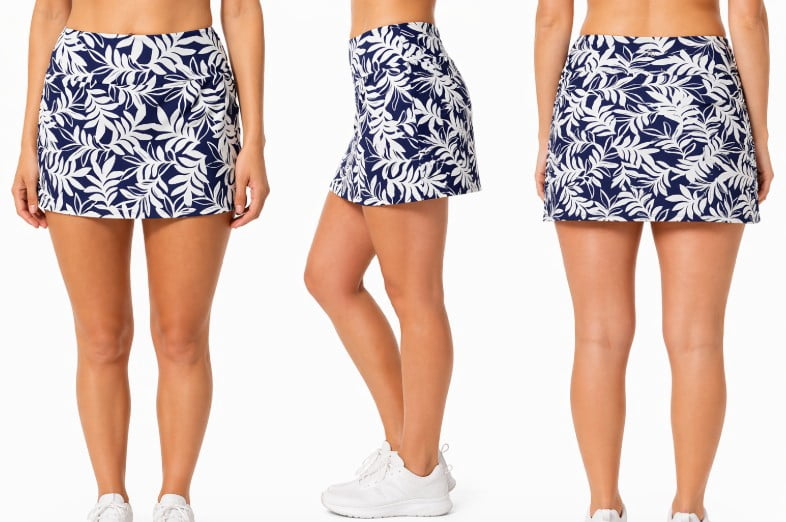Hurley Women's UPF 50+ Performance Swim Skort (US, Alpha, Medium, Regular, Navy (Blue/White Floral Palm Print))