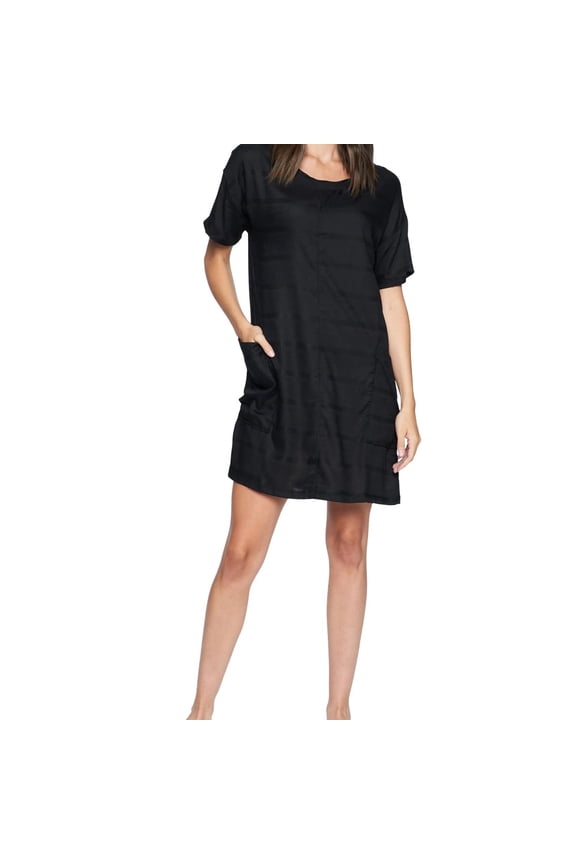 Womens Boxy T-Shirt Tunic Dress, Black, Medium