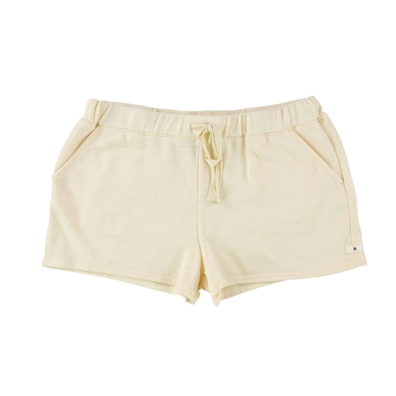 Hurley Womens Burnout Fleece Casual Walking Shorts, Off-White, X-Small