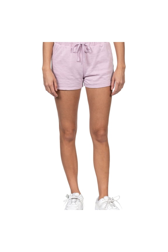 Womens Burnout Fleece Casual Walking Shorts, Purple, X-Large