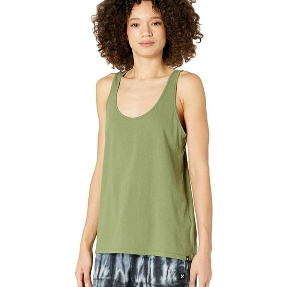 Hurley Womens Perfect Racerback Tank Top, Green, Medium