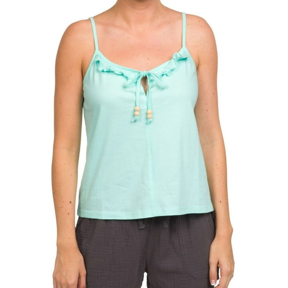 Hurley Womens Ruffled Tank Top, Green, X-Small